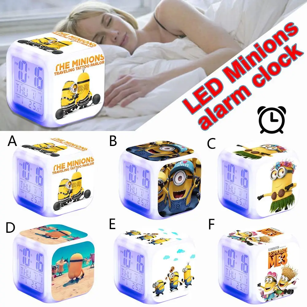 

2018 New 7Colors LED Changing Digital Alarm Clock Desk Thermometer Night Glowing Cube LCD Clock Home Decorations