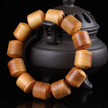 

Koraba Fine Jewelry 18MM Men's Nice Fashion Smooth Round Natural Cedar Wood Beads Bracelet Free Shipping