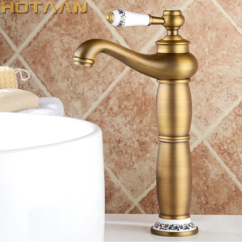 Umywalka łazienkowa kran antyczny brąz mosiężny mieszacz pełna miedź luksusowy styl europejski dotknij torneiras para banheiro żuraw YT-5061