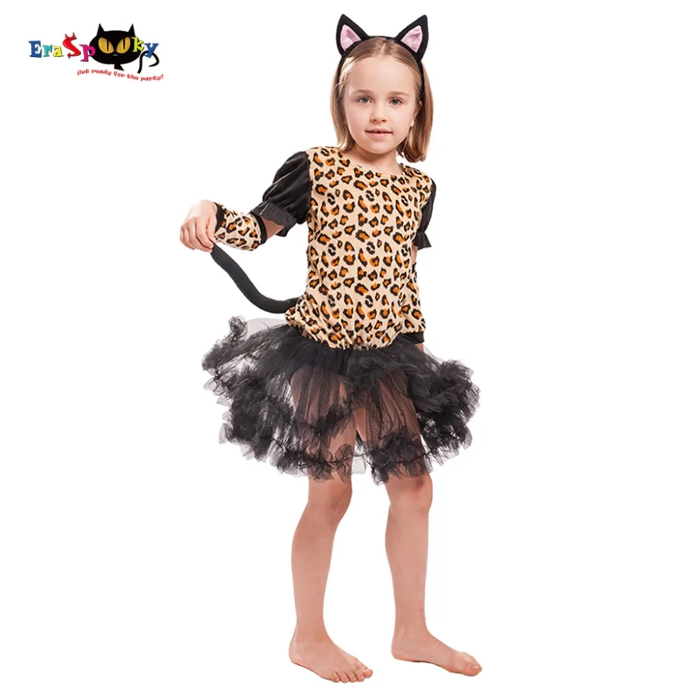 

Eraspooky 2018 Halloween Costume For Baby Girl Cute Christmas Cosplay Leopard Spot Costume For kids Party Dress Lace