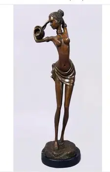 

Art Bronze home decoration Modern Antiques Classical Marble Bases Bronze Topless Women Statue Figurines Sculpture for Home