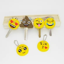 Silicone Amusing Head Yellow Face Stool Emoticons Smile Key Cover Key Cap Keychain Key Chain Key Ring Key Holder Women Bag Charm