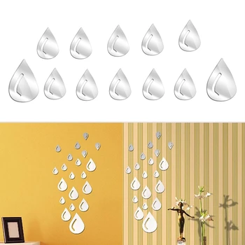 

20pcs/set DIY Raindrop Pattern Acrylic Mirror Surface Sticker Wall Stickers for Bathroom Bedroom Wall Decals Home Decoration