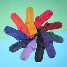 Женские блестящие носки, уличная одежда в стиле хип-хоп, блестящие длинные носки, мода, Harajuku, мягкие женские эластичные Чулочные изделия, женские винтажные носки