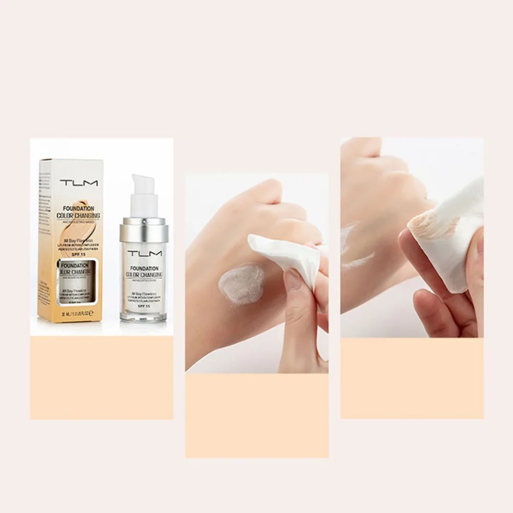 

TLM Brand Color Changing Foundation Liquid Foundation Base Nude Face Makeup Concealer Cream Longlasting Beauty Cosmetics 30ml