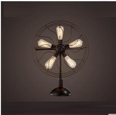 

American nostalgic fan retro table lamp Nordic industrial wind living room coffee restaurant bedroom bedside bar CL