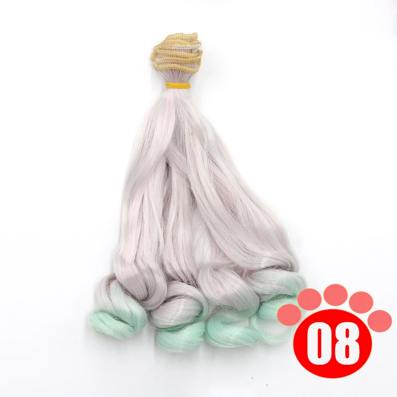 Msiredoll bjd wig Accessories 1piece 20*100CM doll hair for 1/3 1/4 1/6 1/12  Gradient Color Curly bjd wigs diy Free shipping 12