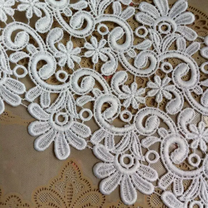 1 Meter/lot 10cm Width Sewing Accessories Water Soluble Floral Lace Applique White Embroidered Lace Trim