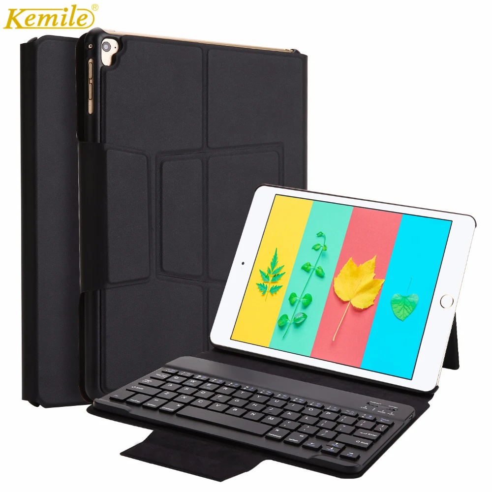 Case For iPad 2018 9.7,Kemile Ultra Slim Bluetooth Keyboard W Stand Leather Cover For New iPad 2017/2018 9.7 A1893 A1954 Case