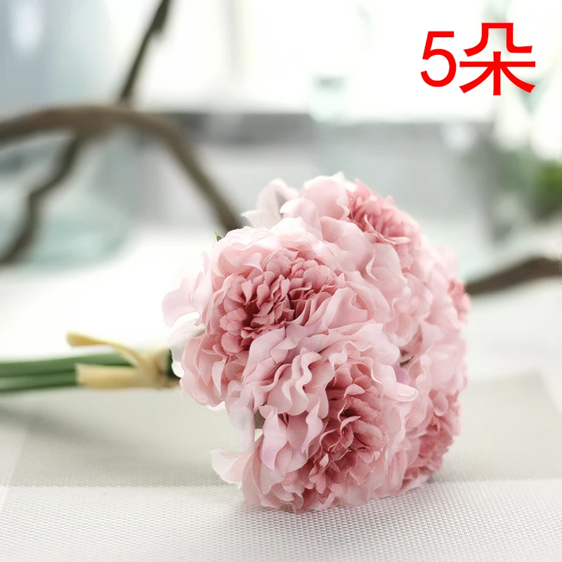 

5 Heads Peonies Artificial Flowers Peony Bouquet Silk Fake Flowers Bridal Bouquet for Home Party Wedding garden decoration