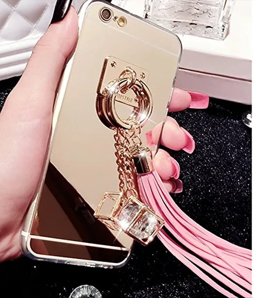 

Tassels Hybrid Glitter Soft Shiny Sparkling with Glass Mirror Back Plate Cover Case for samsungS5 S6 S7 S8 S9 S10 PLUS Note5 8 9