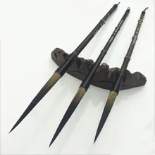 3 шт./набор, длинные пиковые кисти для каллиграфии и живописи, Бамбуковая ручка, ручка для письма, канцелярские принадлежности