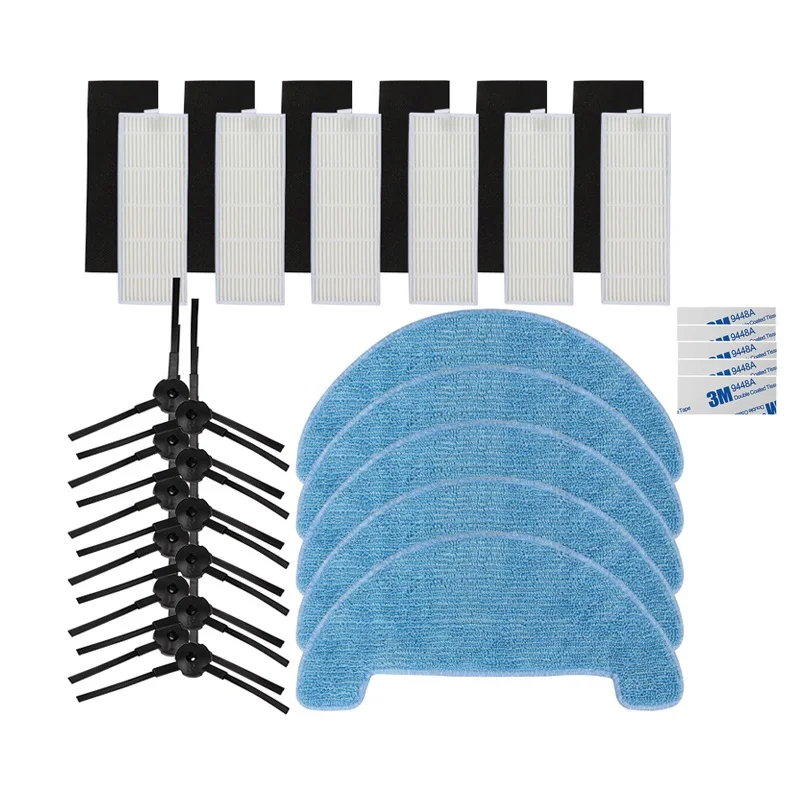 

6*Filter+6*Sponge+12*Side Brush+5*Mop Cloth+5*magic paste for ILIFE A4 Robot Vacuum Cleaner Parts chuwi ILIFE X432 x620