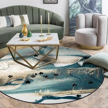 Ковер в скандинавском стиле, круглый коврик с абстрактным синим рисунком, коврик для детской игры, коврик для гостиной, спальни, стол, стул, нескользящий ковер