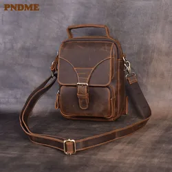 PNDME retro genuine leather men's shoulder bag camera bag simple handbag cowhide leather cube crossbody bags weekend bag PNDME retro genuine leather men's shoulder bag camera bag simple handbag cowhide leather cube crossbody bags weekend bag