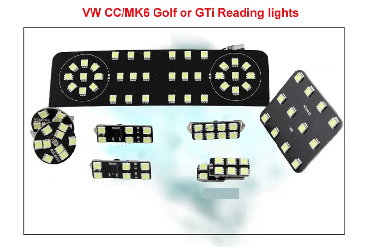 8 шт. Светодиодный лампа для чтения/интерьер верхнее освещение комплект лампы Обновление для CC/MK6 гольф или GTi(напр. Перчаточная коробка, багажник, лампа на козырек