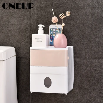 

ONEUP Toilet Paper Holders Bathroom Double Layer Waterproof Tissue Box Wall Mounted Storage Box Portable Toilet Paper Holders