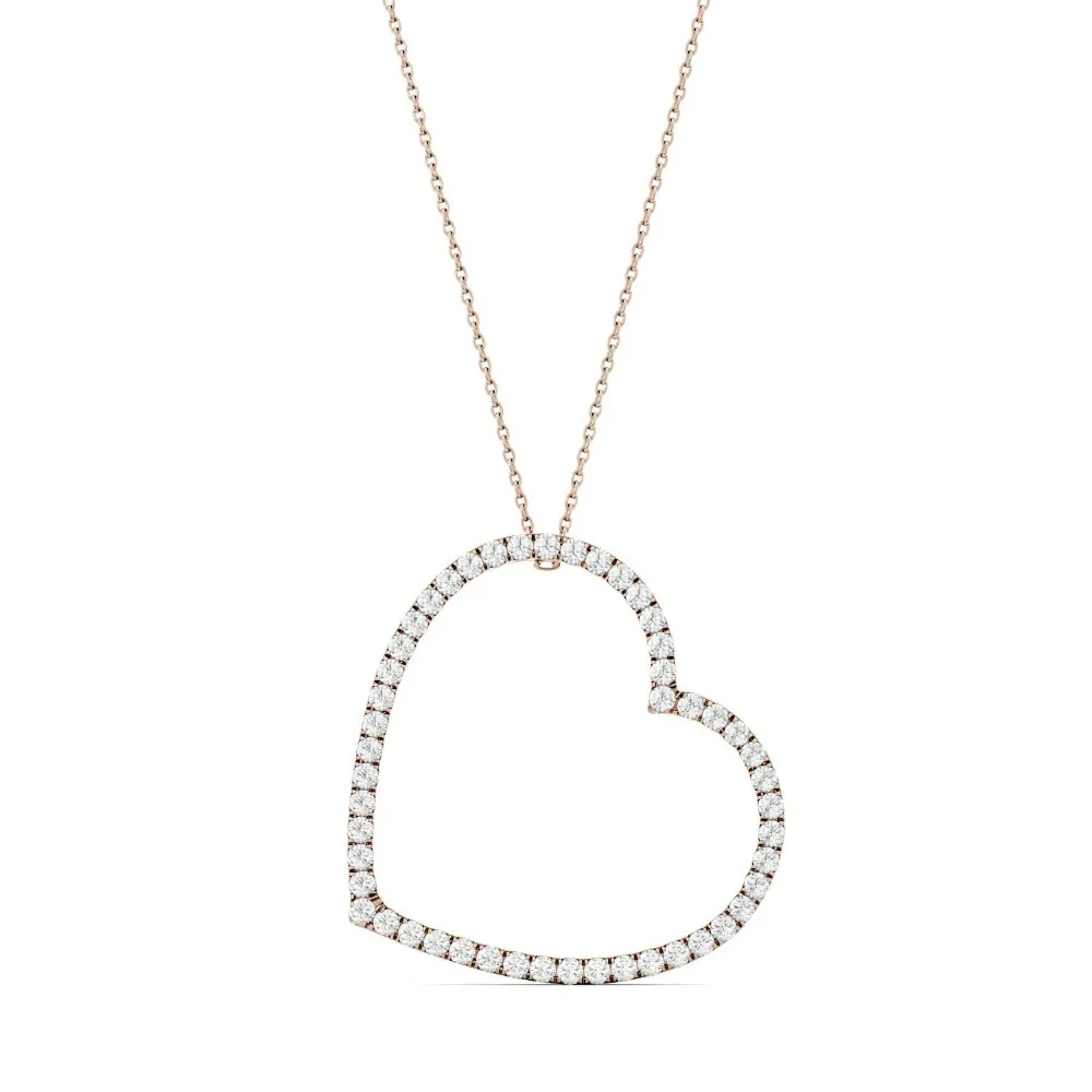 

18K Rose Gold Moissanite Oversized Heart Necklace Pendant With 18K Gold Chain For Women in Fine Jewelry
