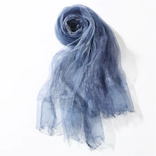 Silk Scarf Female Lightweight Fashion Brand Gift Ladies scarves Summer Double Layer Blue Luxury Scarf Women