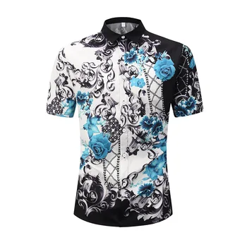 

2020 Loose Size Printed Beach Shirts Mens Leisure Summer Hawaiian Party Holiday Shirts Hip Hop Shirt Streetwear All-match
