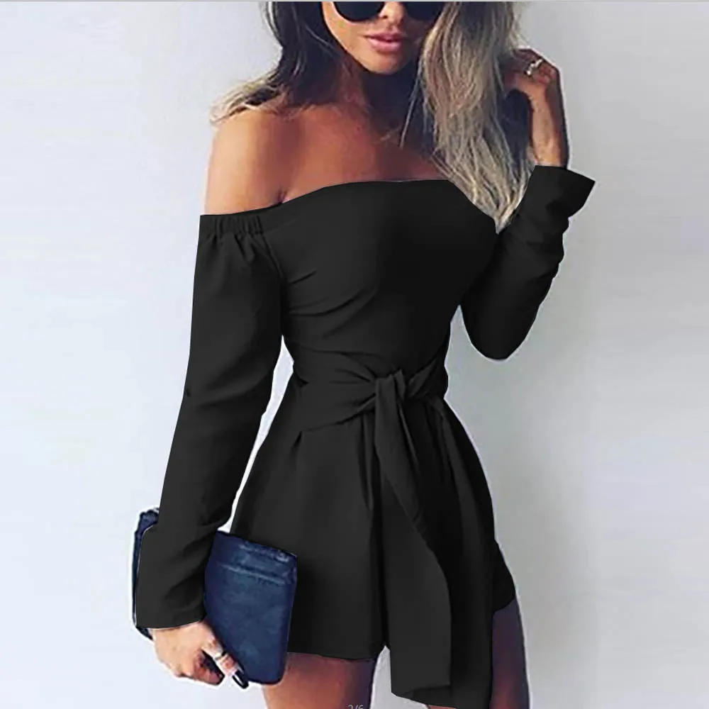 

KLV Rompers Womens Jumpsuit Womens Off Shoulder Mini Playsuit Party Evening Shorts Jumpsuit Bodysuit For 2018
