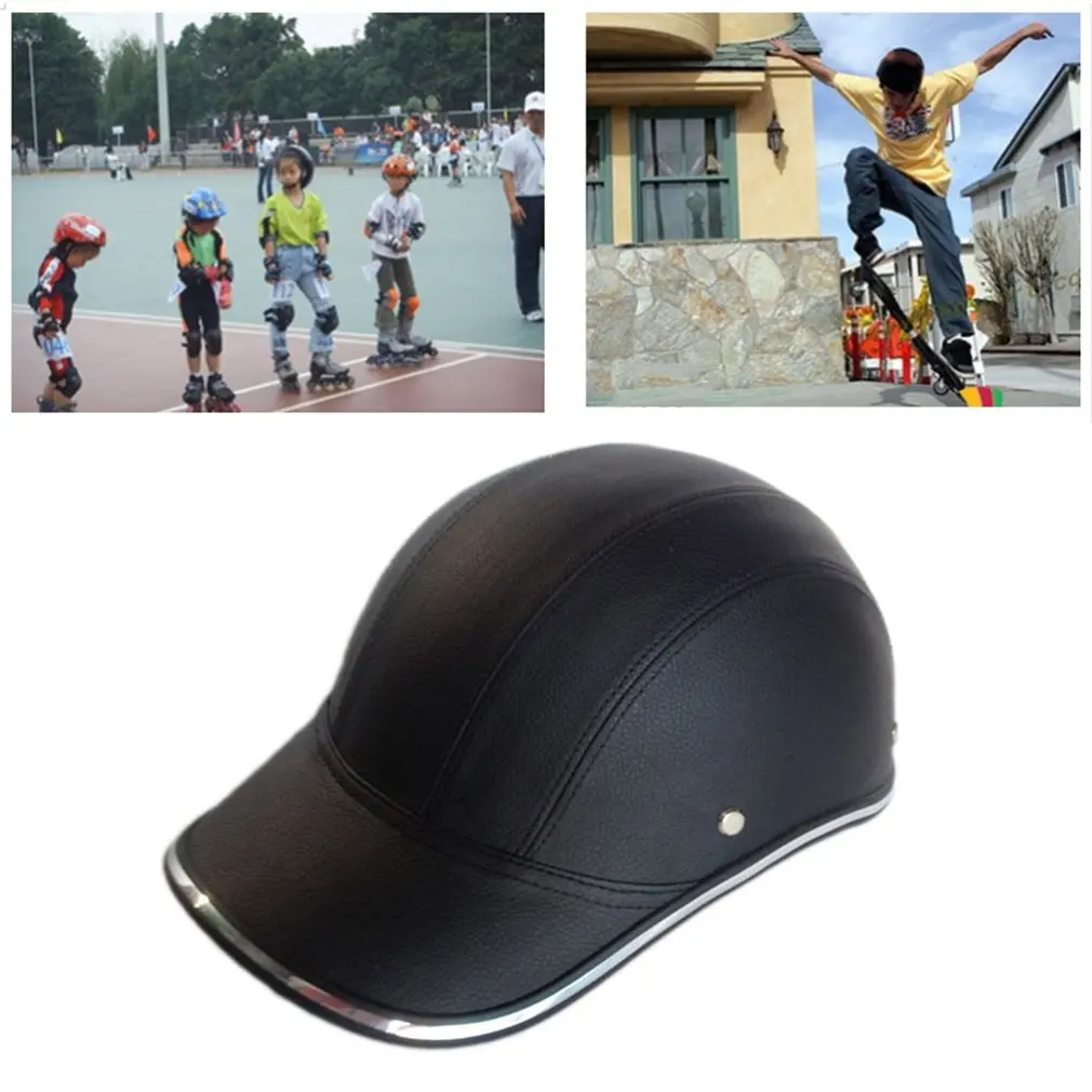 

newNewestMotorcycle Bicycle Scooter Half Helmet PU Leather Baseball Cap Style Unisex Fashion Hard Hat Open Face Safety Helmet