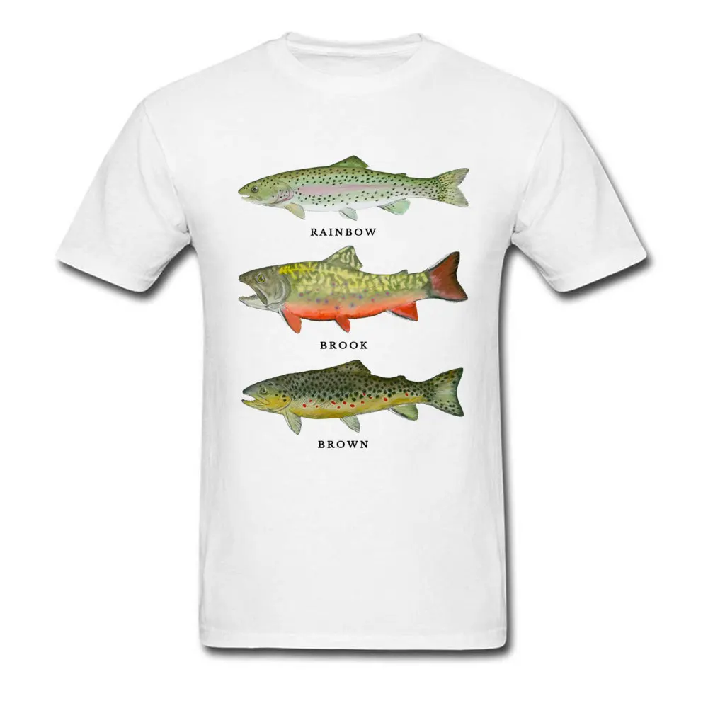 Fish Trout Triad Rainbow Grey O Neck T Shirts Summer/Autumn Tops & Tees  Short Sleeve for Men High Quality All Cotton T Shirt