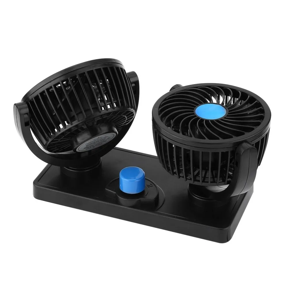 Rotable 12V Double Headed Electric Car Fan Two Speed Vehicle Dashboard