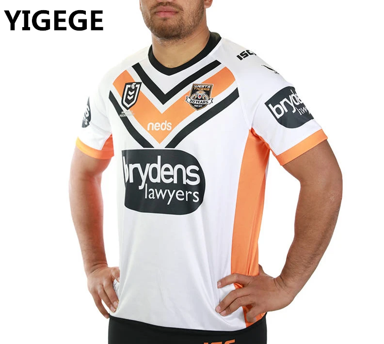 

YIGEGE 2019 Best Quality WESTS TIGERS home away Rugby jerseys shirt nrl Jersey Wests Tigers Rugby League shirts s-3xl