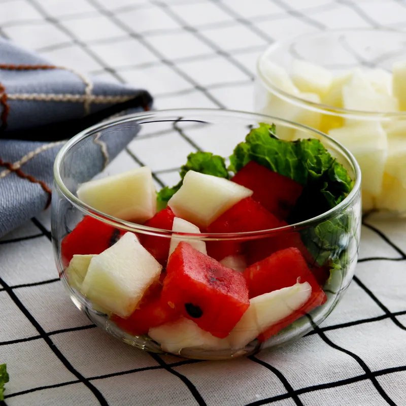 

1PC Creative Home Transparent Glass Salad Bowls Nordic Fruit Ice Cream Dessert Dish Mixing Tableware Glass Vegetable Salad Bowls