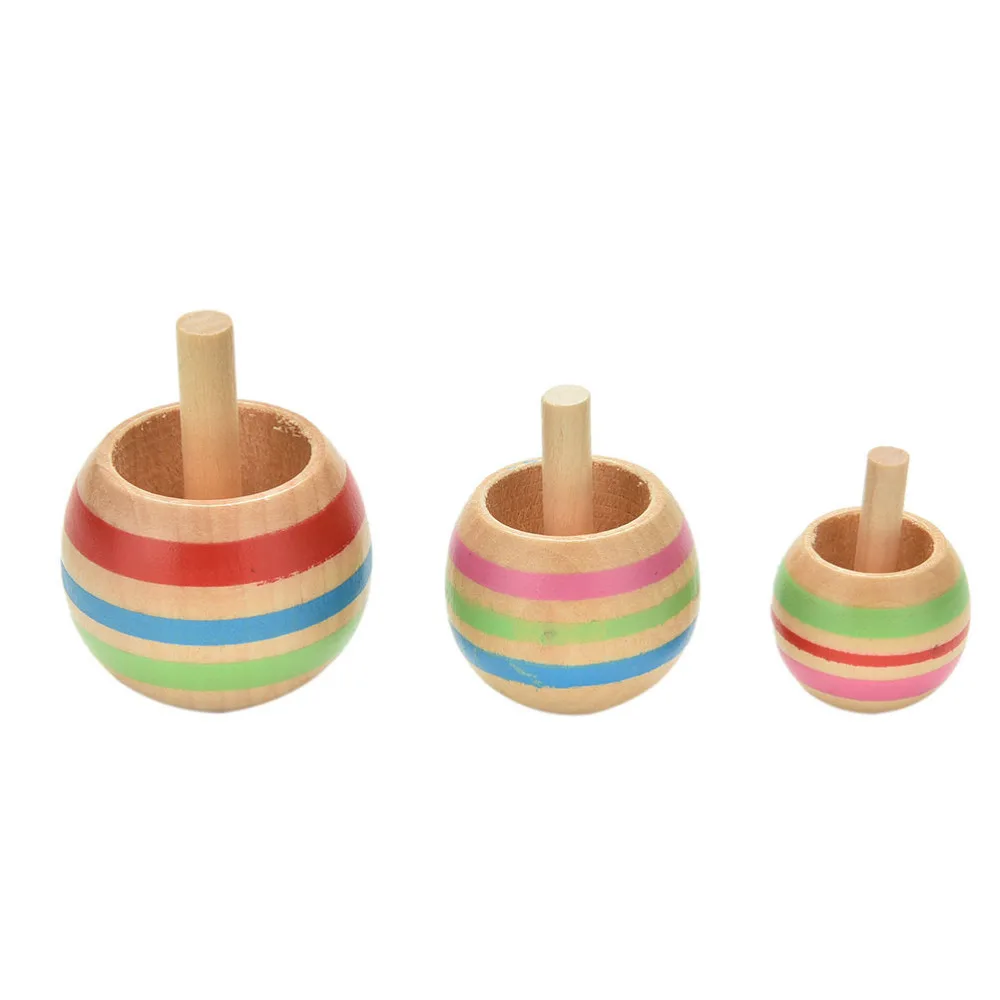 

Novelty 3pcs Wooden Colorful Spinning Top Kids Wood Children's Party Toy Stock Offer