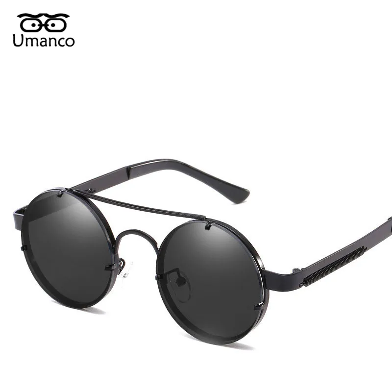 Umanco, женские и мужские винтажные модные стимпанк Солнцезащитные очки, классические круглые металлические солнцезащитные очки, мужские и женские очки для вождения, очки UV400 - Цвет линз: 02