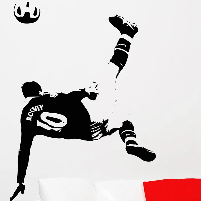 Football Player Sticker Sports Soccer Decal Rooney Posters Vinyl Wall Decals Pegatina Quadro Parede Decor Mural Football Sticker