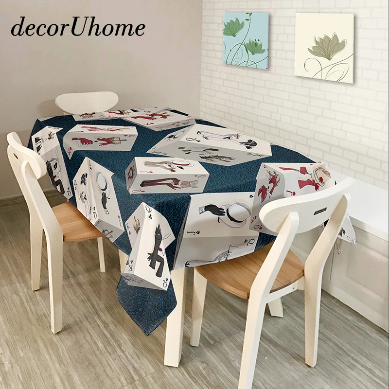

decorUhome Polyester Waterproof Rectangle Tablecloths Cartoon Poker Sweet Lollipop Oilproof Table Cloth Home Banquet Table Cover