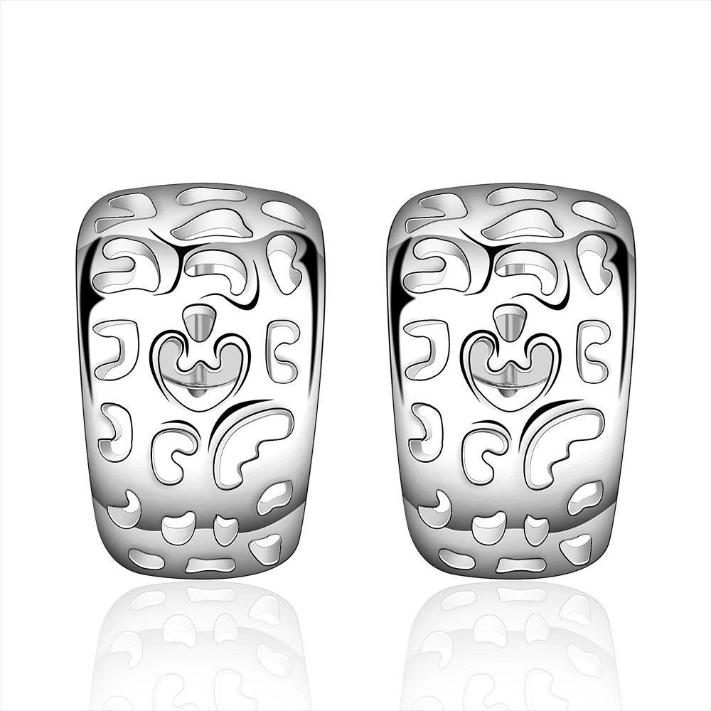 

trendy 925 sterling silver fashion jewelry cute hollow hole smooth half round earring stud for women promotion wholesale