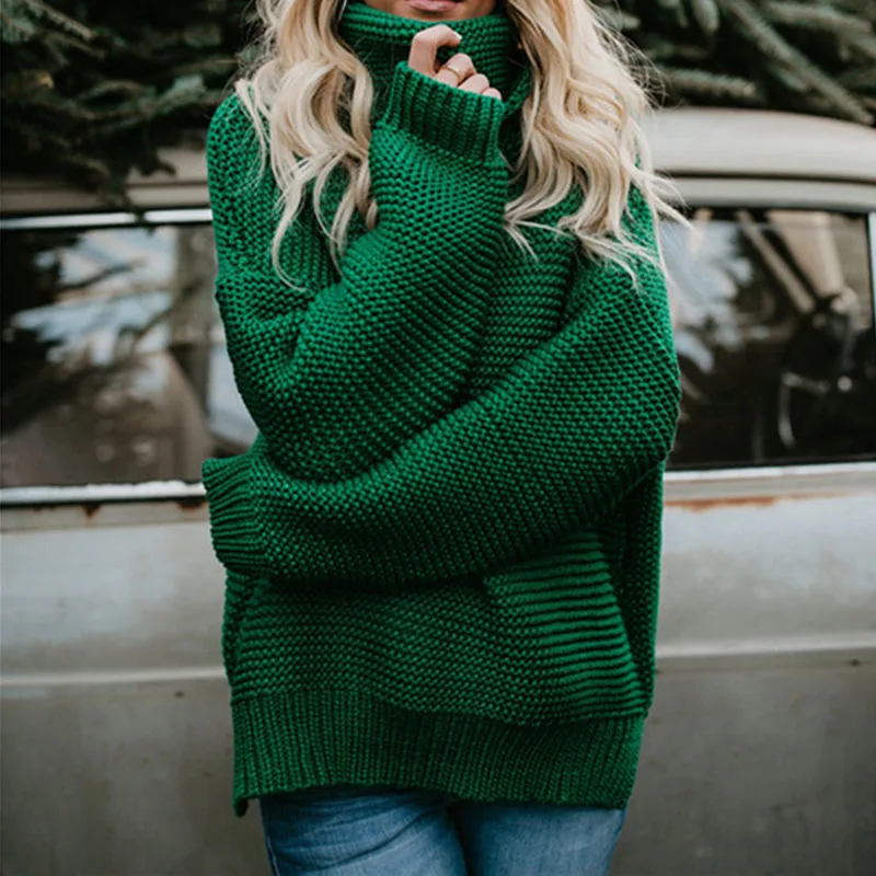 Women Turtleneck Sweaters Autumn Winter 2019 Pull Jumpers European Casual Twist Warm Sweaters Female oversized sweater Pull
