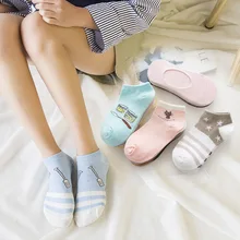 5 пар весенних и летних женские носки ярких цветов жаккардовые хлопковые жаккардовые дышащие корейские короткие носки