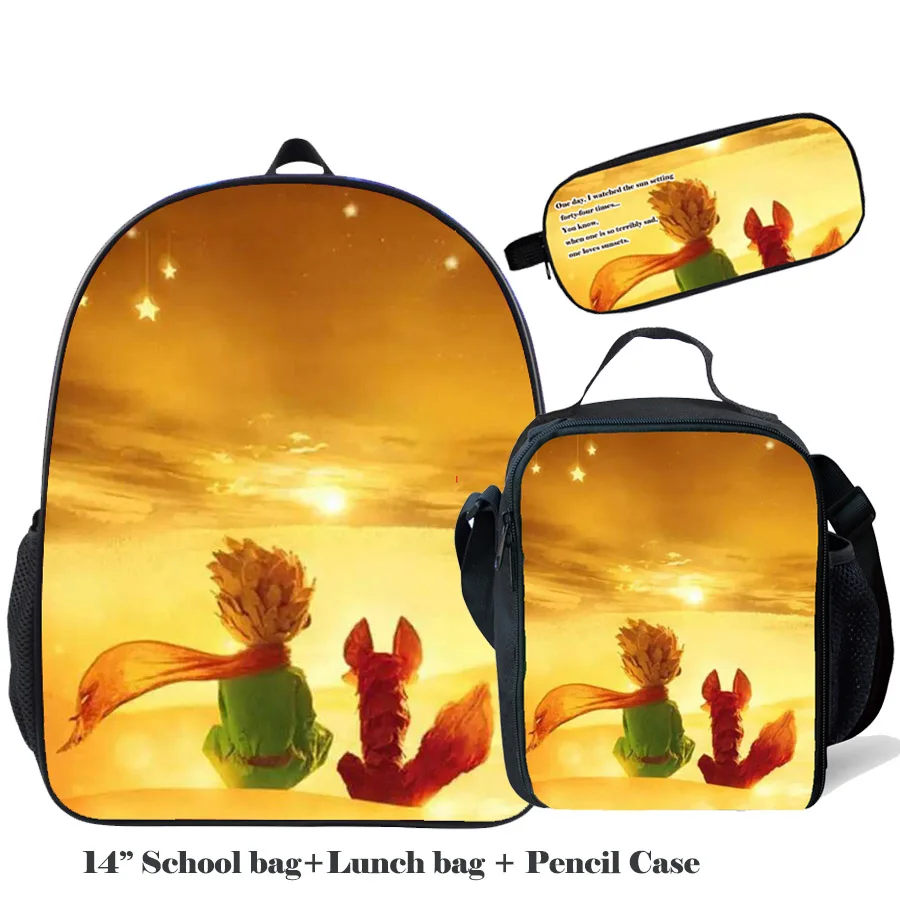 Школьная Детская сумка-рюкзак «Маленький принц», ортопедические школьные сумки для мальчиков и девочек, сумка для книг на плечо, новинка года, комплект с героями мультфильмов, поставщик - Цвет: B 3 sets (1)