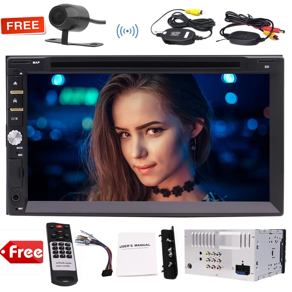 EinCar Wireless Reverse Camera+7'' Double 2 DIN Car Stereo In Dash Head