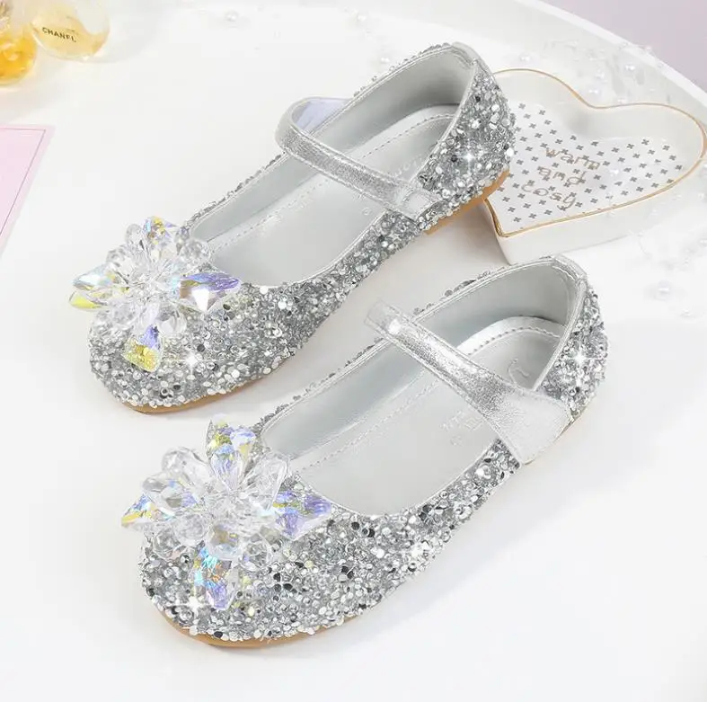 Дети haochengjiade кожаная обувь для девочек платья принцессы для девочек с Демисезонный Эльза обувь Chaussure Enfants сандалии вечерние обувь Anna