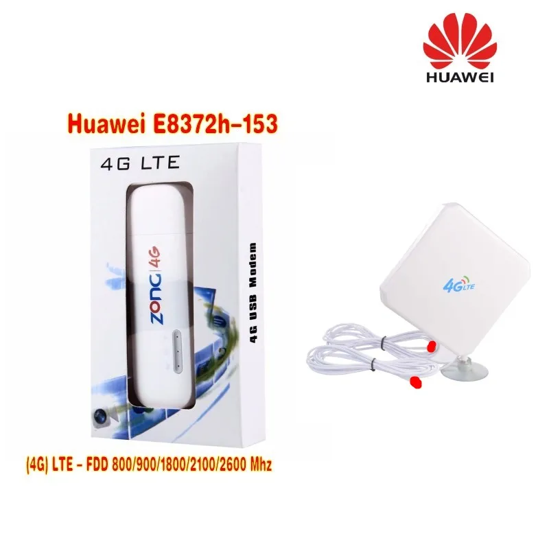 

100pcs Unlocked Huawei E8372 E8372h-153 150Mbps 4G LTE Wifi modem with 4g antenna 35dbi gain