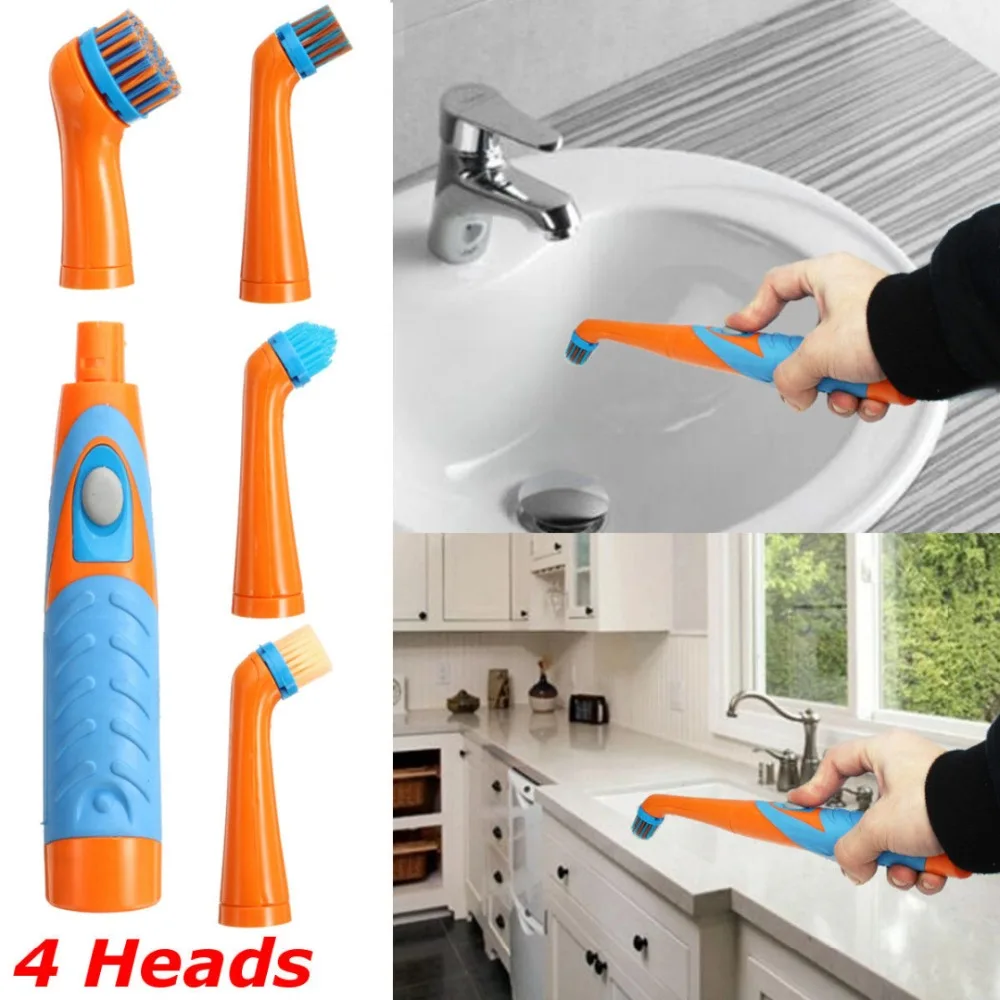 Sonic Scrubber Power Cleaner Super Electric Cleaning Brush With 4 Heads