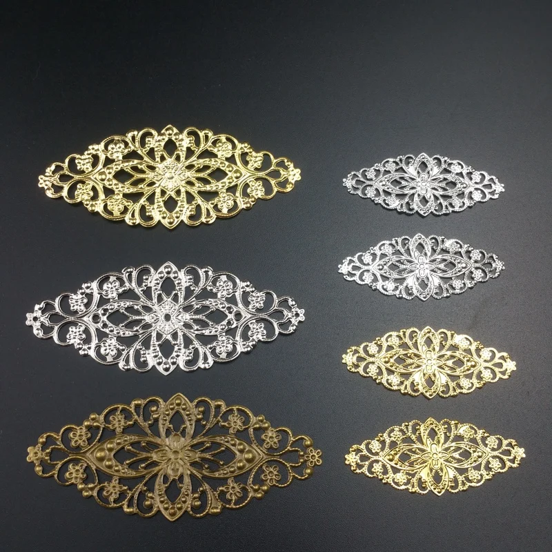 20Pcs Retail 50/80mm Filigree Wraps Flower Wing Connectors Metal Crafts Gift Decoration DIY Findings