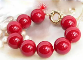 

ZHX>>>>>Hot! ! Jewelry 2pc Fashion 18mm Red Shell Pearl Bracelet 7.5''