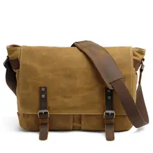 Мужская винтажная парусиновая водонепроницаемая сумка-мессенджер с кожаным ремешком Crazy Horse, Мужская школьная сумка для отдыха, сумки на плечо для ноутбука для мальчика