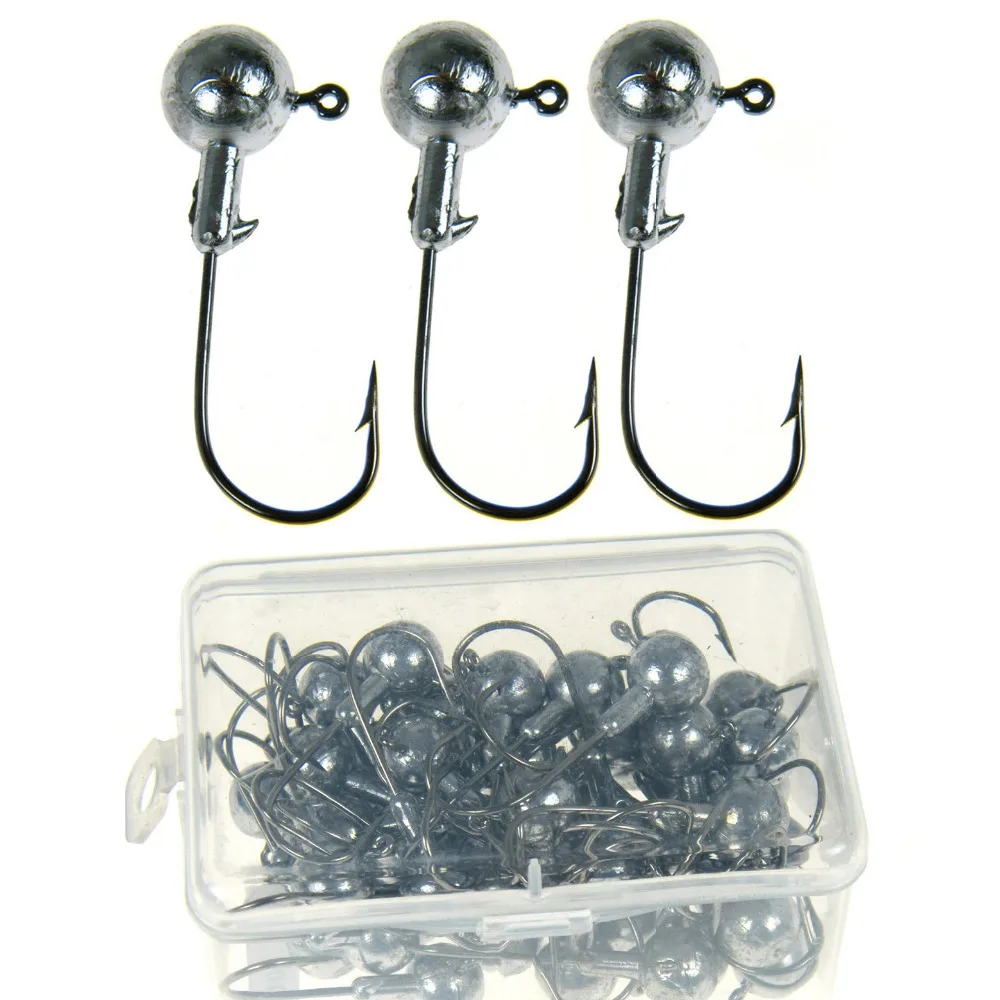 50Pcs 10g/0.35oz Lead Jig Heads Fishing Hooks Sharp Barbed Carp Fishing