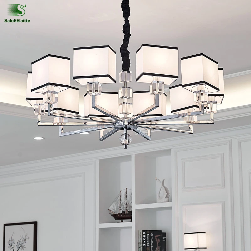 

Modern Lustre Crystal Led Chandeliers Lighting Chrome Metal Living Room Led Pendant Chandelier Lights Dining Room Hanging Light