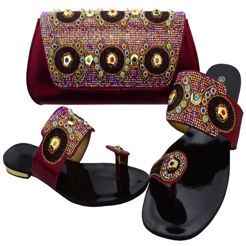 Новейший комплект из женских туфель и сумочки в африканском стиле; комплект из женских туфель и сумочки черного цвета для вечеринок; итальянская женская обувь с сумочкой в комплекте - Цвет: Бордовый