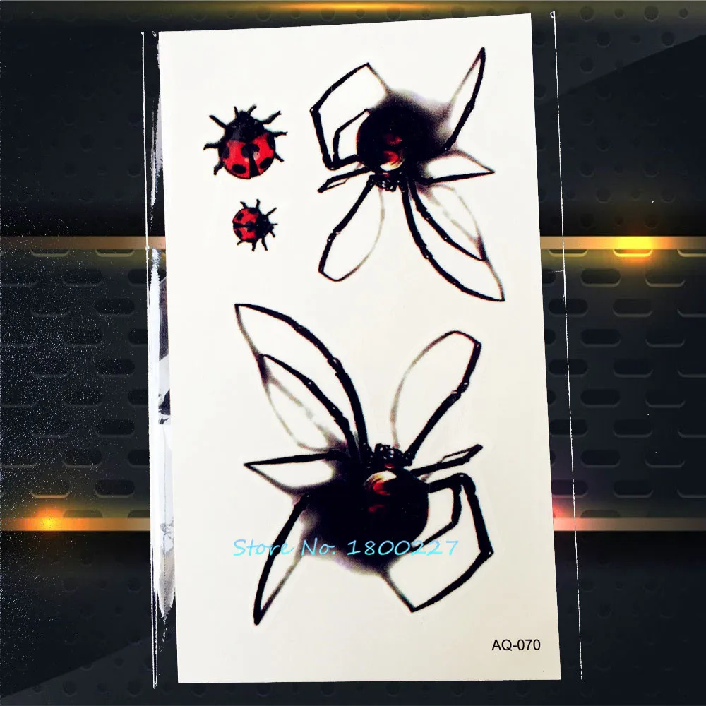 

1PC 3D Beetles Tattoo Sticker For Children PAQ-070 Cool Kids Toys Black Spider Tattoo Paste Summer Style Tatoo Waterproof Design