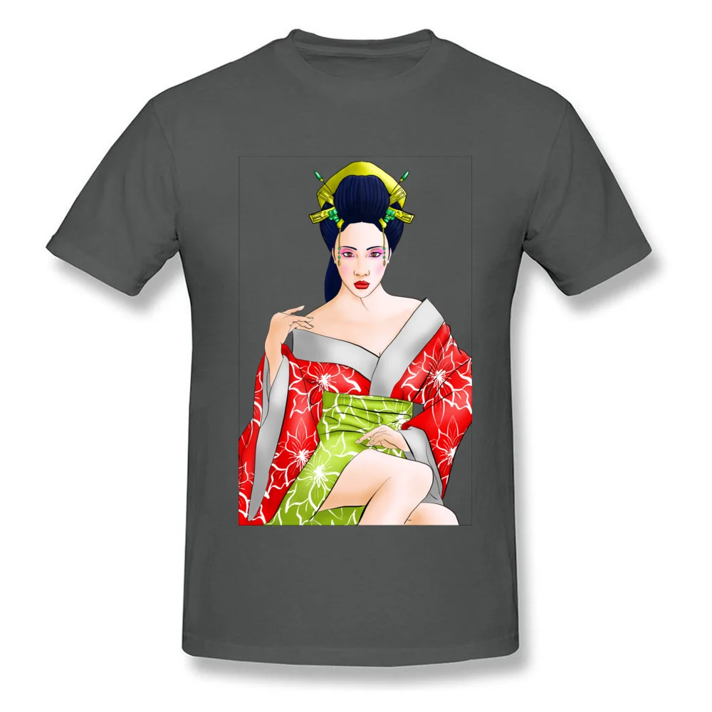 Red Lotus Geisha Cotton Fabric Tops Shirts for Students Print T Shirt Casual Graphic Round Collar Sweatshirts Short Sleeve Red Lotus Geisha carbon